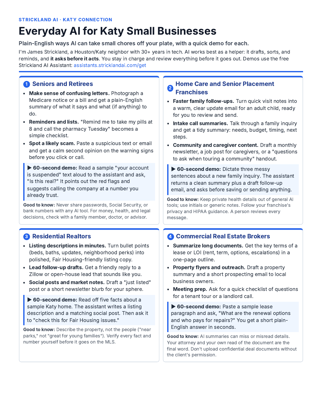 First page of Everyday AI for Katy Small Businesses