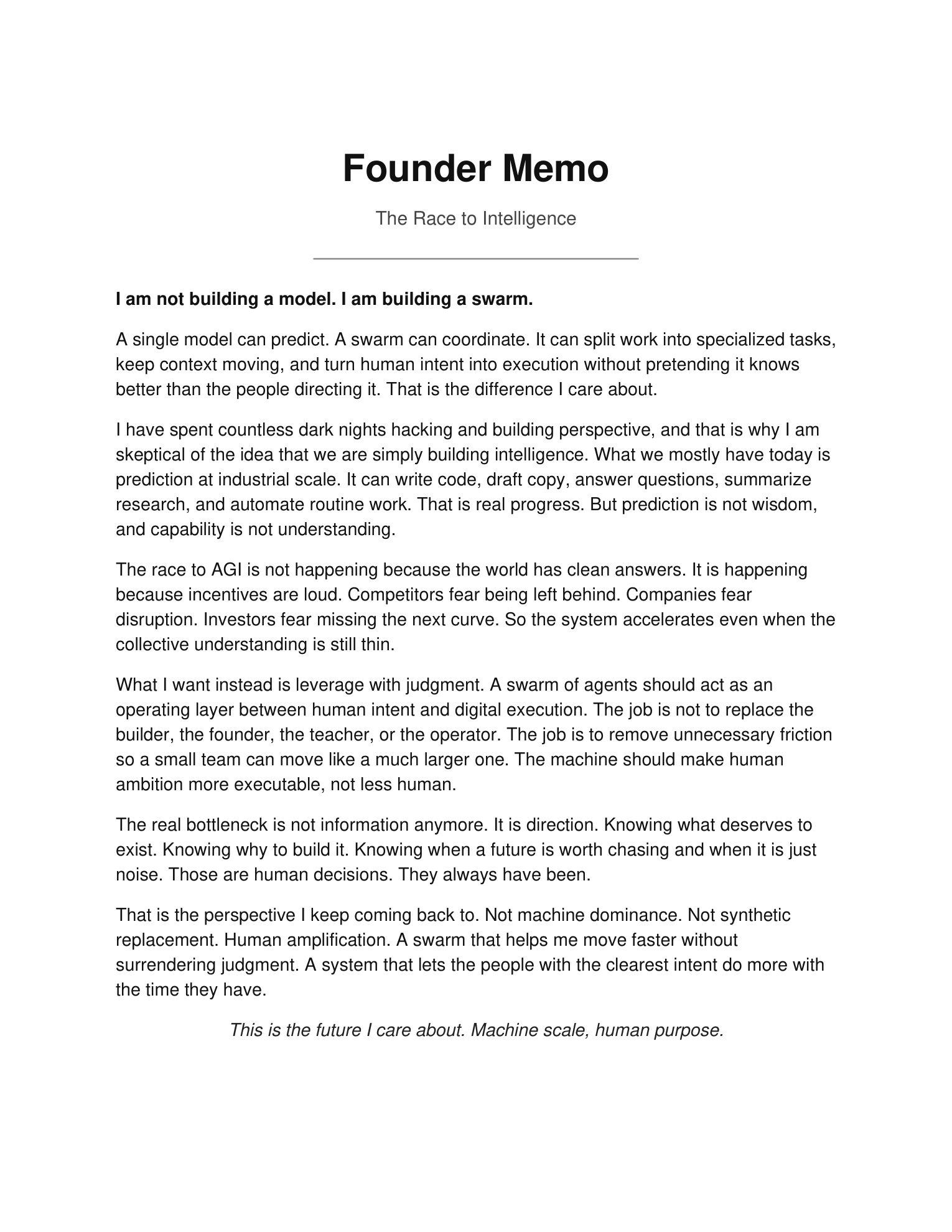 First page of The Race to Intelligence
